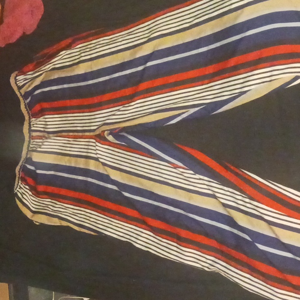 It's a multi colored stripped pants with an elastic waist.